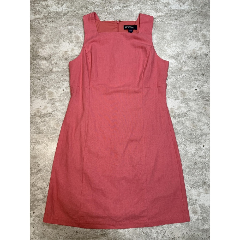 Donna Morgan Dress Womens 8 Pink Sleeveless Linen Blend Sheath‎ Career New